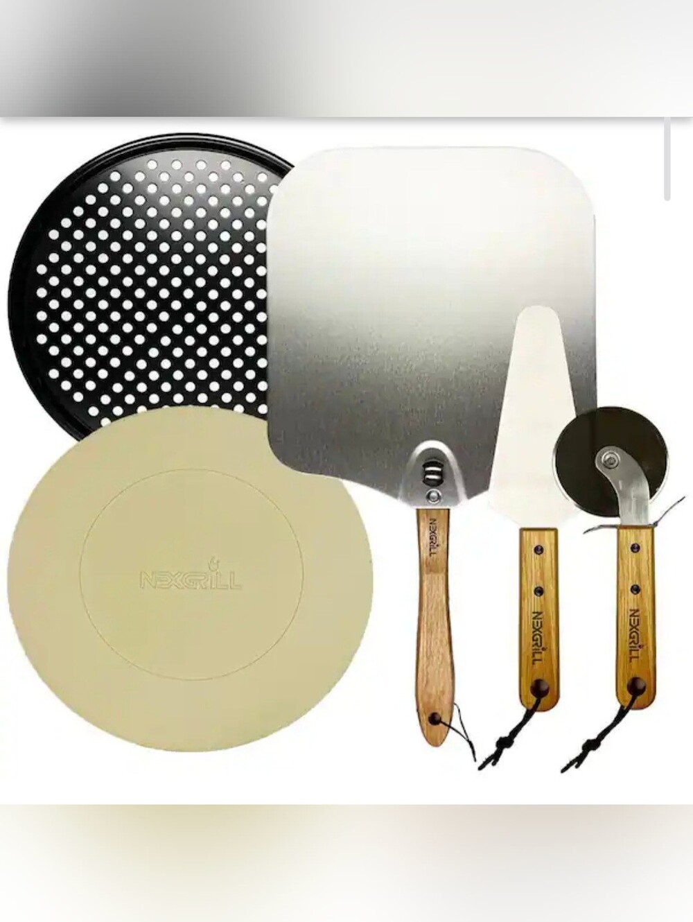 5 Piece Pizza Stone & Stainless Steel Pizza Grill Set